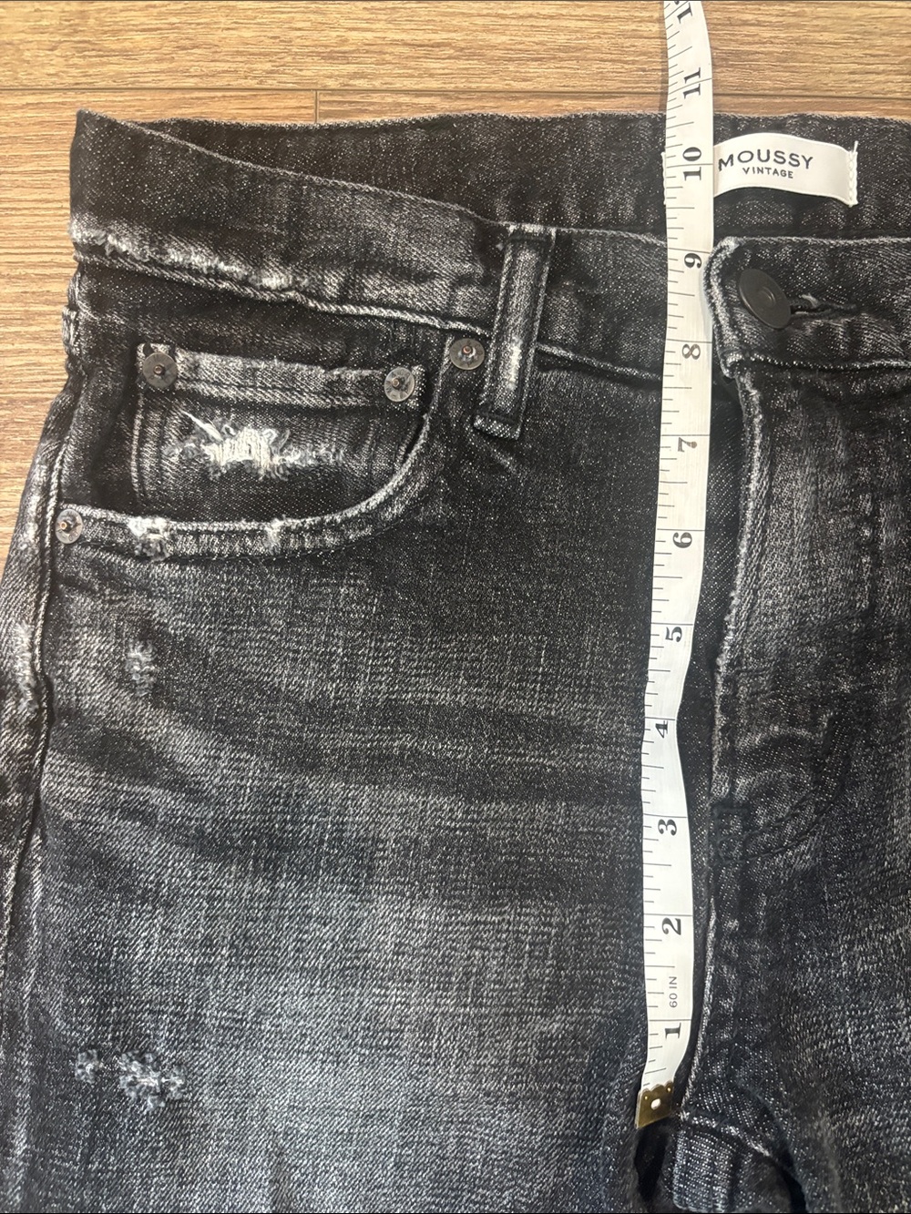 Moussy Vintage Glendele Skinny Distressed Raw Hem Jeans Black Womens Size 28 est - Picture 9 of 15
